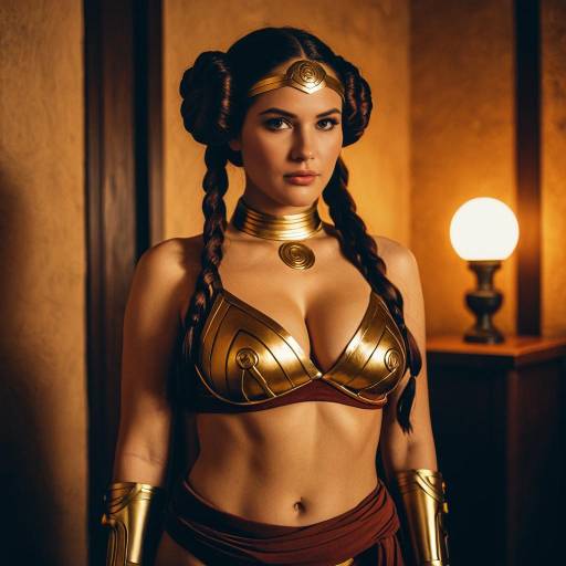 Woman in Slave Leia Cosplay Costume