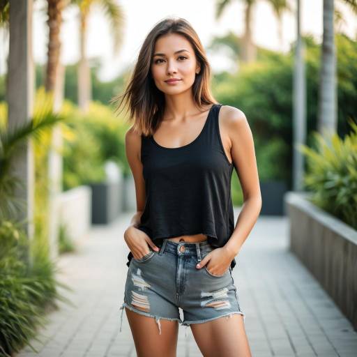 Young Woman in Casual Beachwear Outdoors