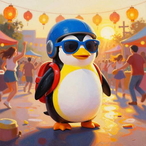 Vibrant Expressionist Penguin Festival