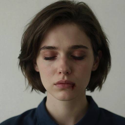 Somber Young Woman Portrait Close-Up