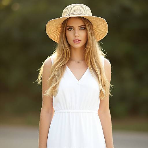 Blonde Woman in White Dress
