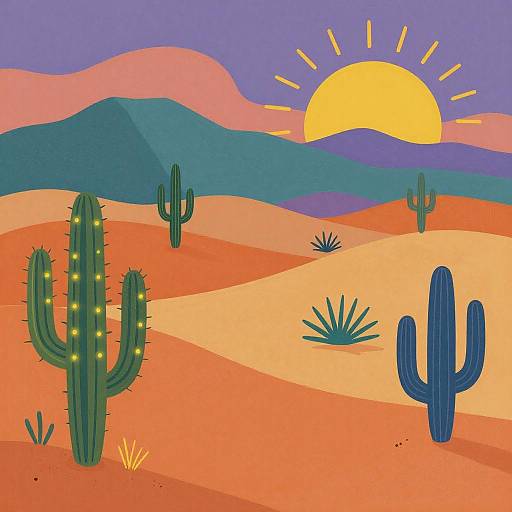 Mystical Matisse-Inspired Desert Landscape
