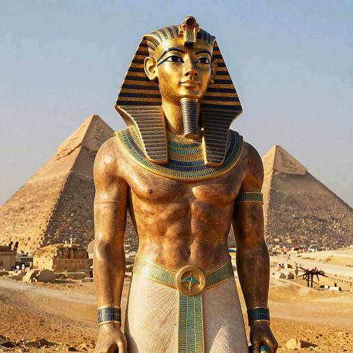 Photorealistic Pharaoh Portrait at Sunset