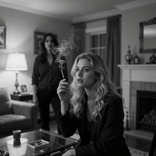 Moody Black and White Living Room Scene