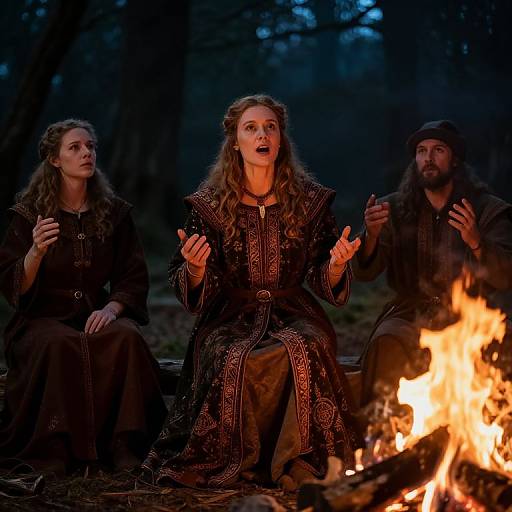 Medieval Bard Singing by Campfire