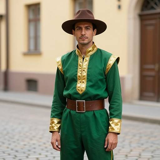 Man in Green and Gold Outfit