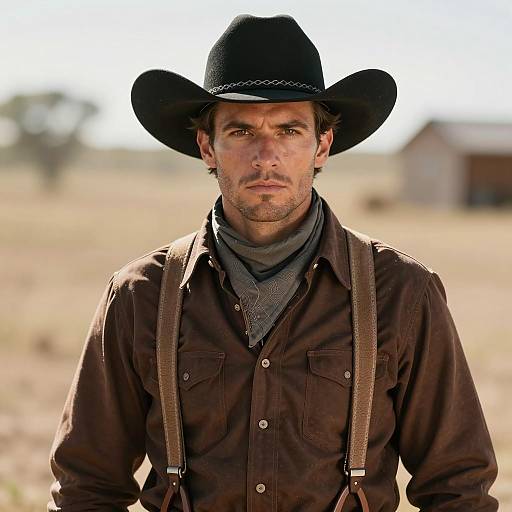 Portrait of Man in Black Cowboy Hat