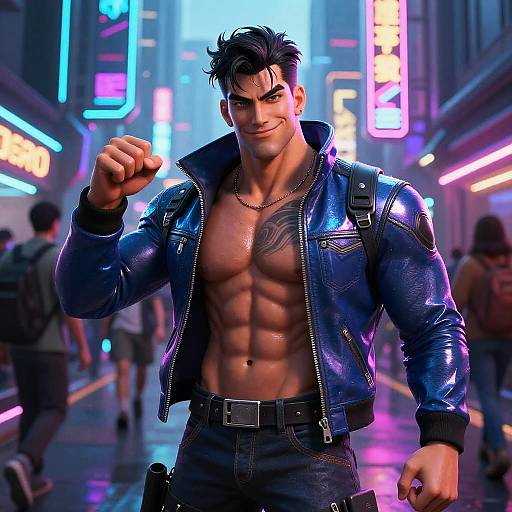 Super Gigachad in Cyberpunk Street