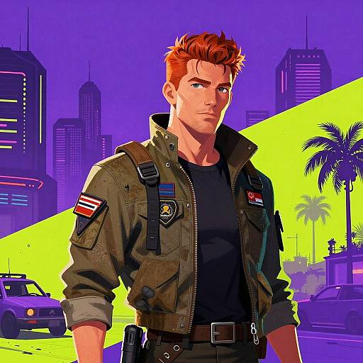 Retro-Futuristic Cyberpunk Urban Warrior