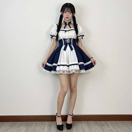 Coquette Style Girl in Black Dress