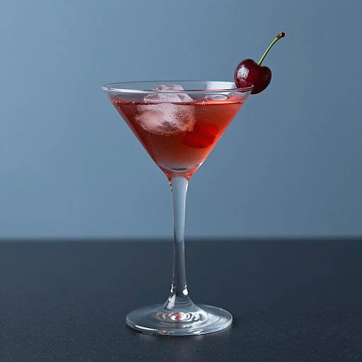 Elegant Red Cocktail on Blue Background