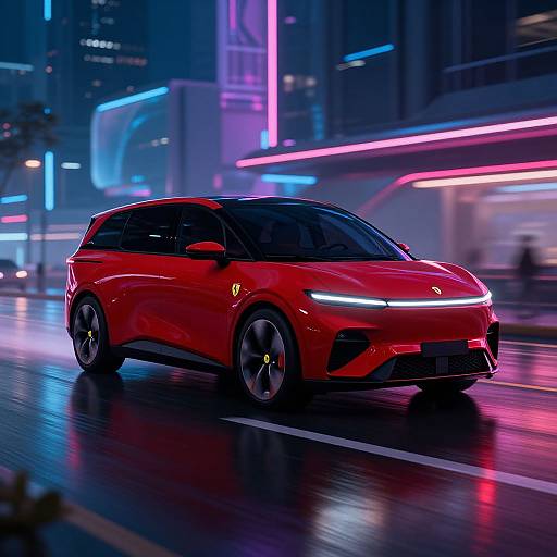 Futuristic Ferrari Hybrid Minivan Nightdrive