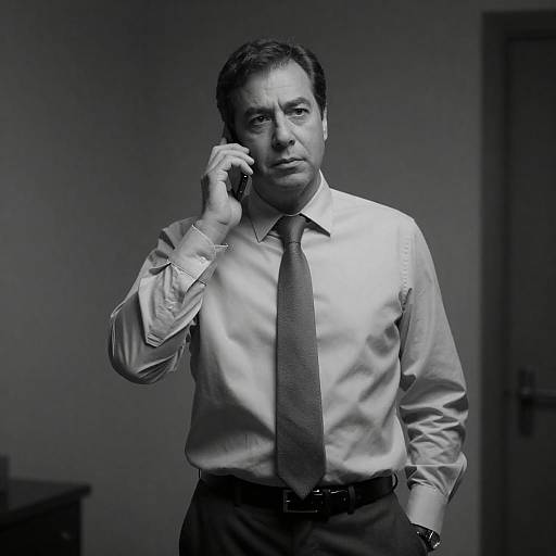 Serious Middle-Aged Man in Dim Light