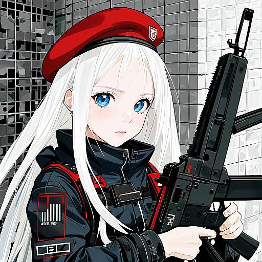 Illustration of Mp5 (girls' frontline), girls' frontline in the style of Yaza