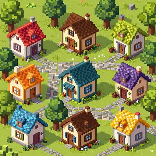 Miniature Fantasy Village Pixel Art