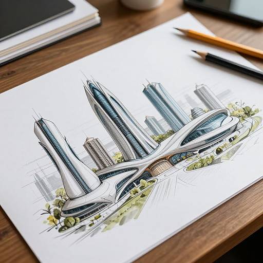 Futuristic Architectural Drawing Setup
