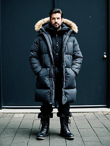Stylish Long Padded Coat Outfit for Men