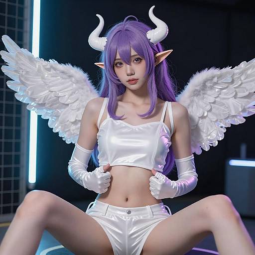 Cosplay Angel with Purple Hair