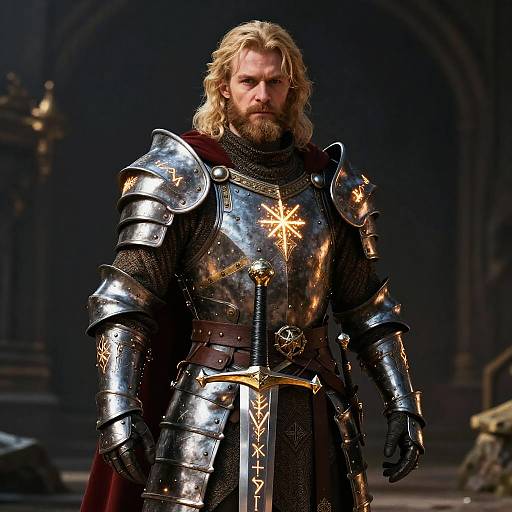 Blonde Bearded Warrior in Fantasy Armor