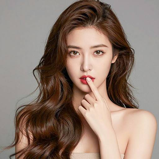 Portrait of a Woman with Long Wavy Hair