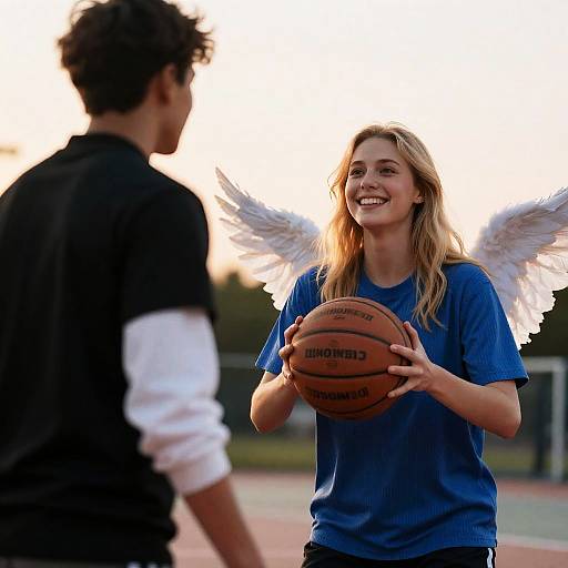 Sunset Basketball Game with Wings