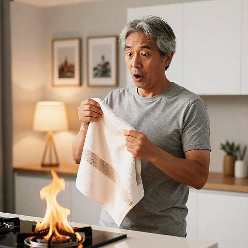 Surprised Man in a Cozy Living Room