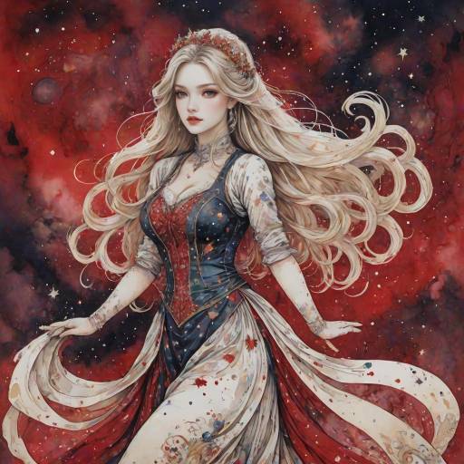 Celestial Unicorn with Galaxy Dress Illustration