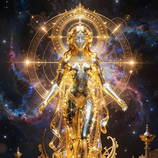 Gilded Celestial Marionette in Nebula Cathedral