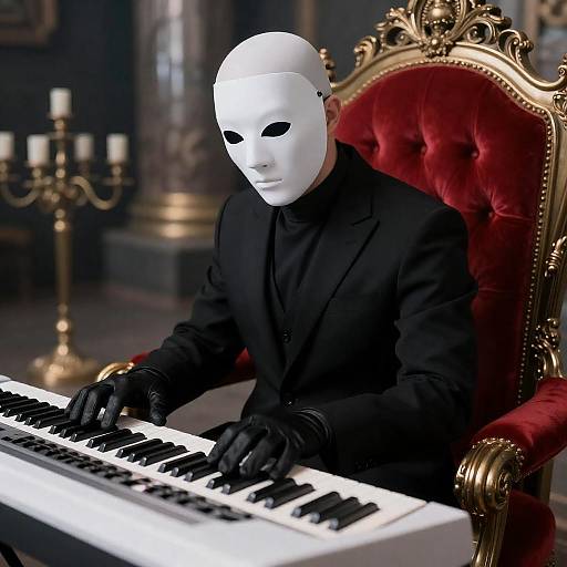 Masked Maestro on Red Throne