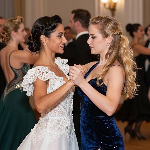 Elegant Dance in a Crowded Ballroom