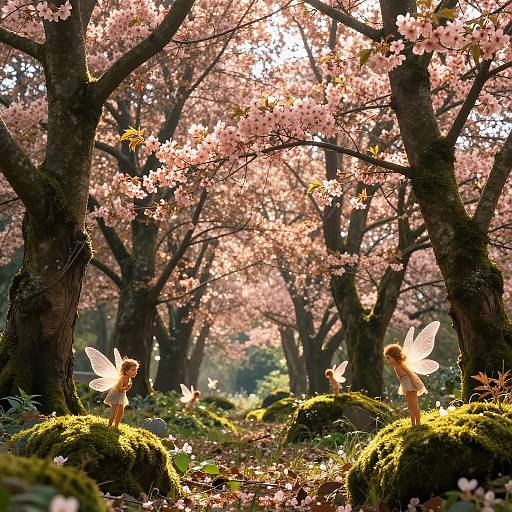 Dreamy Forest Canopy with Glowing Pixies