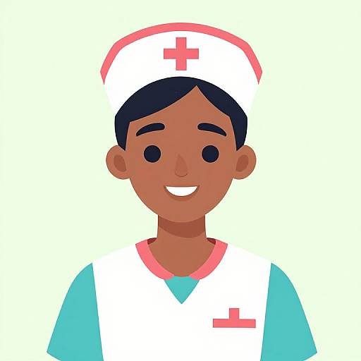 Cheerful Cartoon Portrait of Black Nurse
