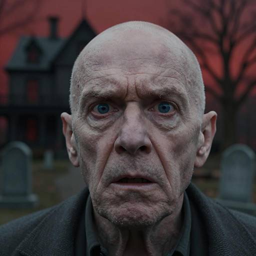 Eerie Portrait of an Afraid Elderly Man