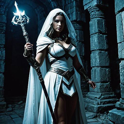 Cleric Casting Light Magic at Night