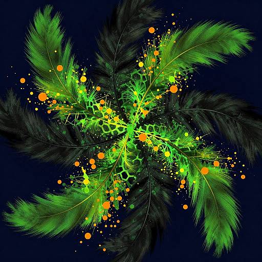 Vibrant Abstract Feathered Geometry