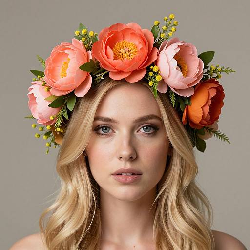 Blonde Woman with Vibrant Floral Crown