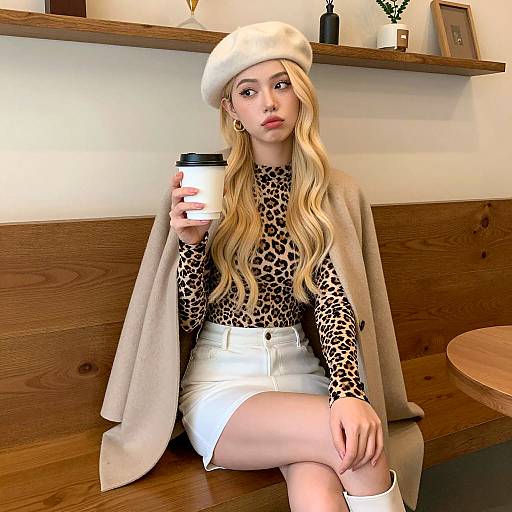 Chic Café Lifestyle: Young Woman Portrait