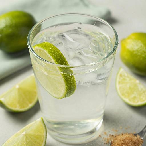 Refreshing Lime and Ice Water Close-Up