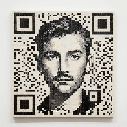 Monochrome QR Code Mosaic Portrait