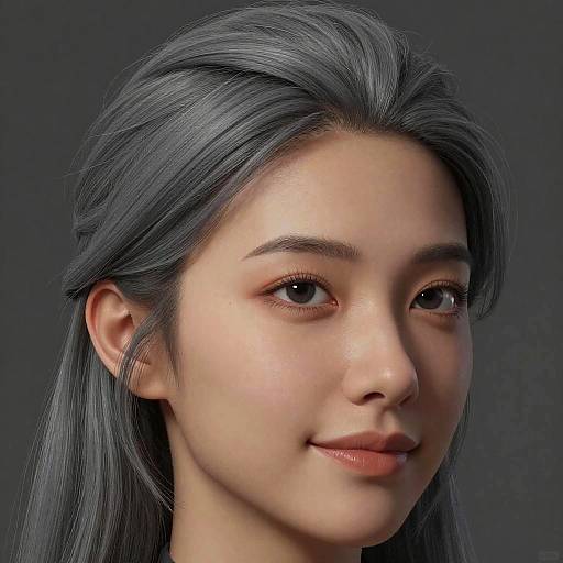 Realistic Portrait with Gray Hair