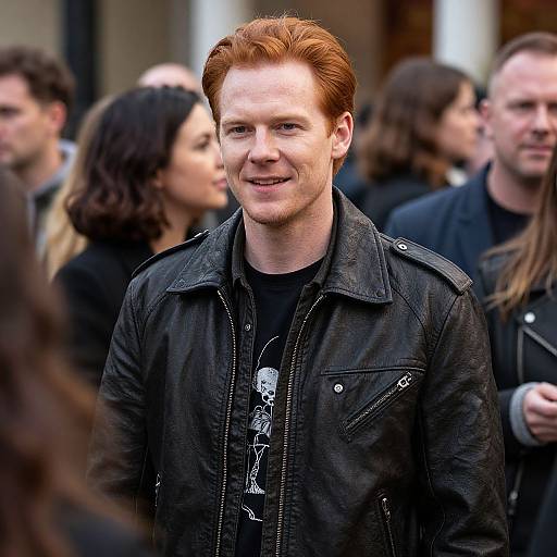 Red-Haired Man in Leather Jacket