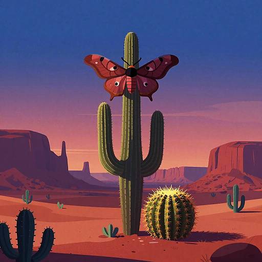 Fantasy Desert Scene with Giant Moth
