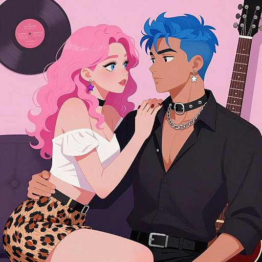 Illustrated Couple in Neon Colors