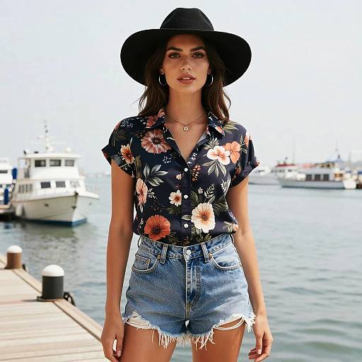 Woman in Hero Style on Pier