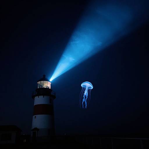 Bioluminescent Jellyfish Lighthouse Beam