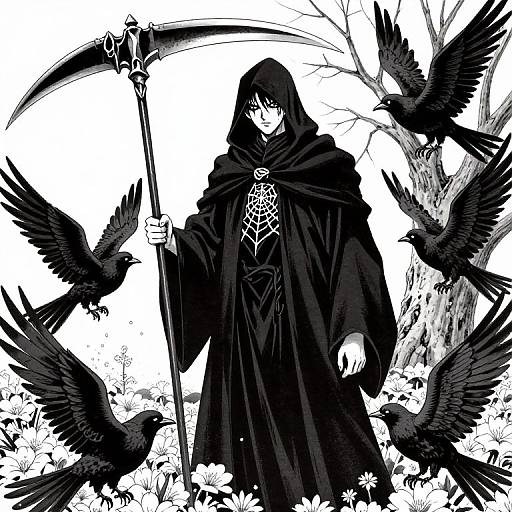 90s Anime Grim Reaper Illustration