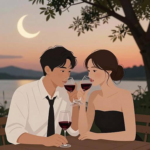 Romantic Sunset Wine Table Setting