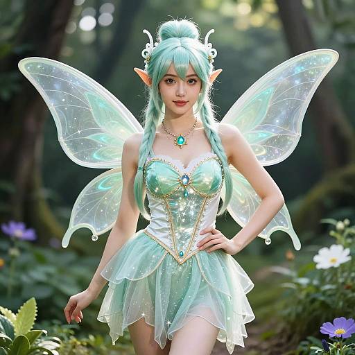Woman in Mint Green Fairy Costume