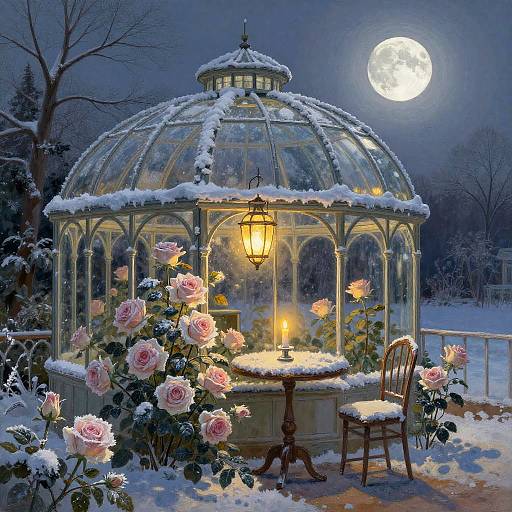 Art Nouveau Winter Conservatory Scene