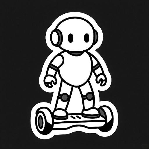 Cyborg on Hoverboard Sticker Art
